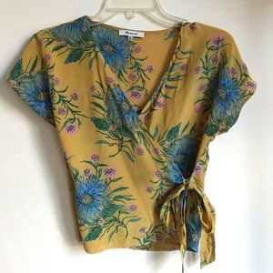 Madewell Yellow Floral Kimono Wrap Top